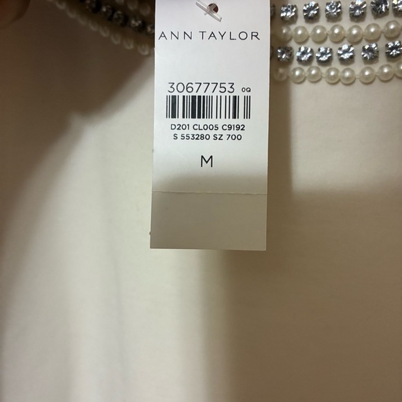 Ann Taylor Embellished Puff Sleeve Sweatshirt Women’s M White Holiday Party - Picture 7 of 8